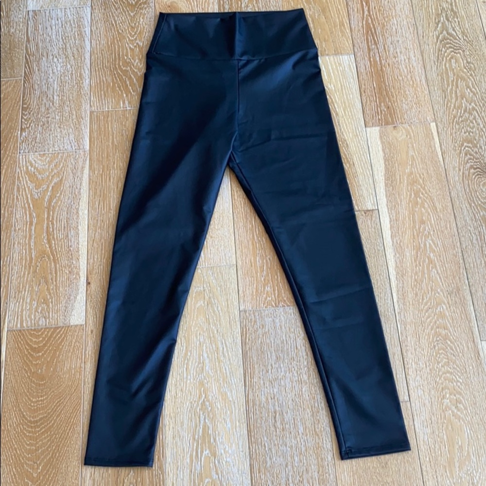 Faux Leather Black Full Length Leggings NWT - Picture 6 of 7